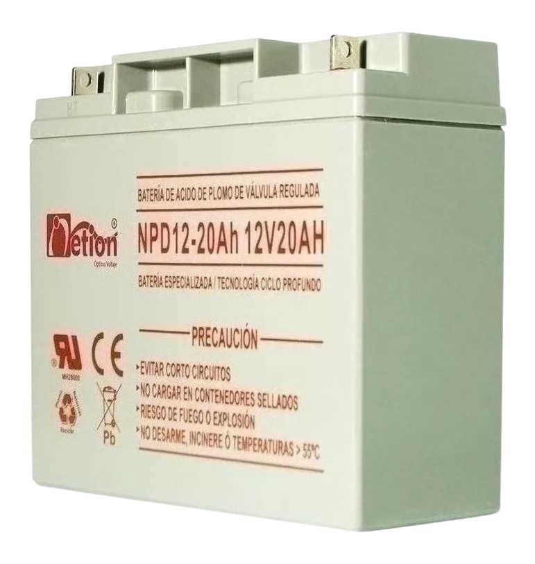 batería 12V, 20 AH, descarga profunda.