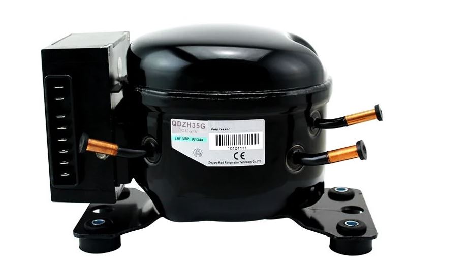Compresor Gas R134A, QDZH35G, para refrigeración. 12/24V, 80-138W