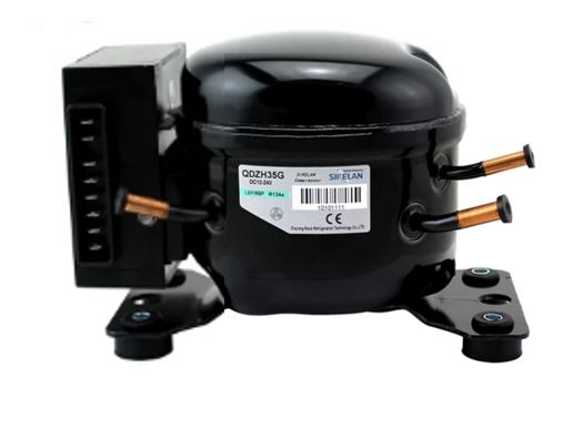 Compresor Gas R134A, QDZH25G, para refrigeración. 12/24V, 80-138W